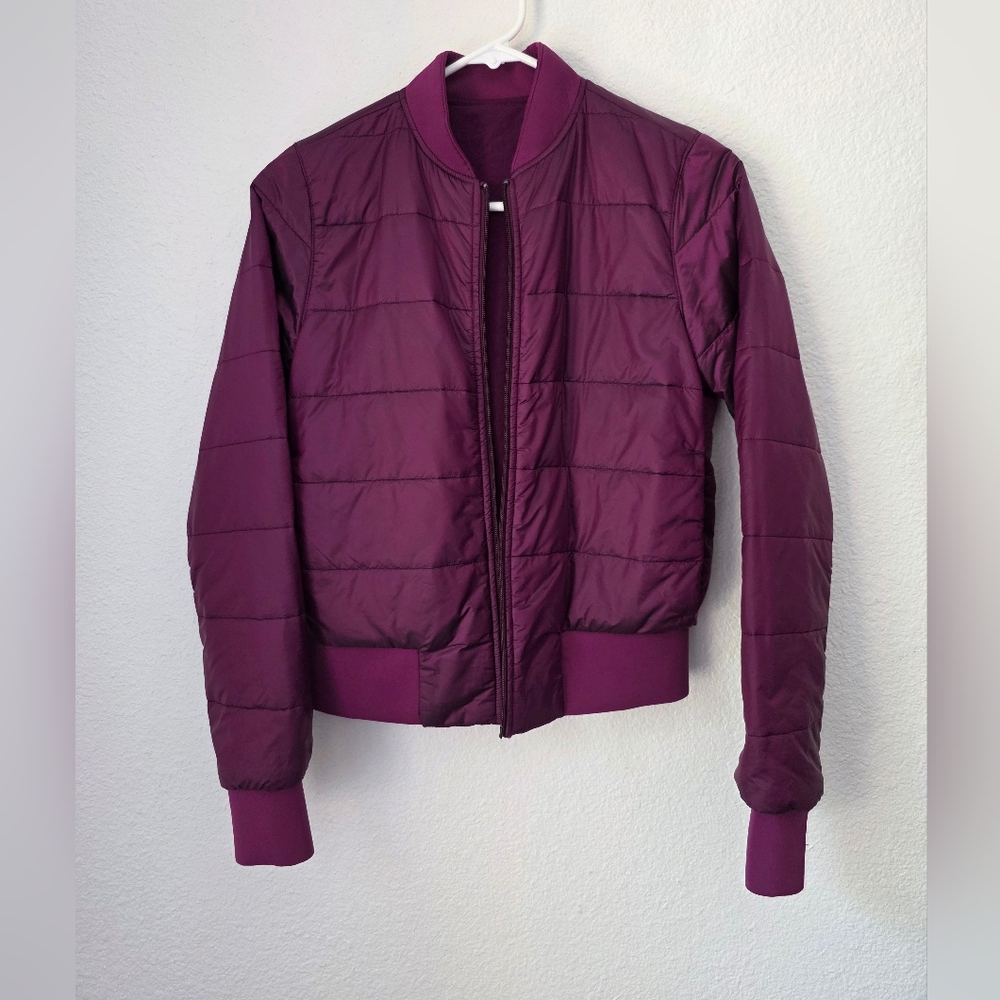 Lululemon Non Stop Reversible Plum Bomber Jacket, Size 4